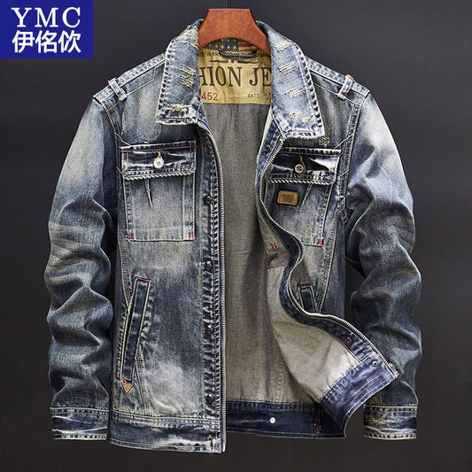Men’s Vintage Blue Washed Denim Jacket