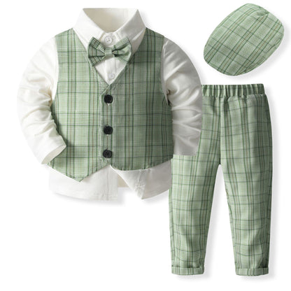 Boys’ Spring & Autumn Shirt Vest Pants Set