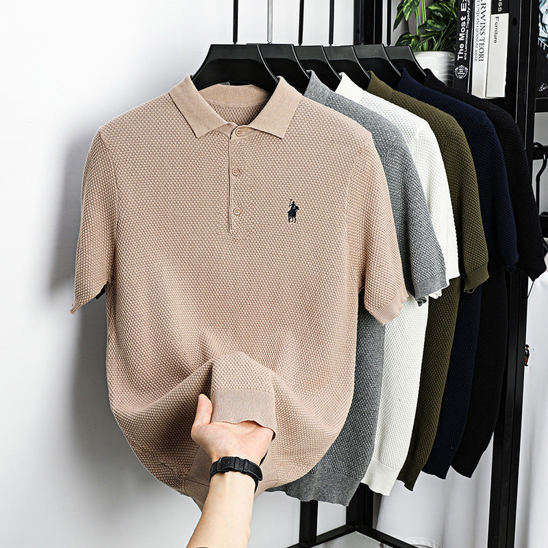 Men’s Ice Silk Embroidered Polo Shirt
