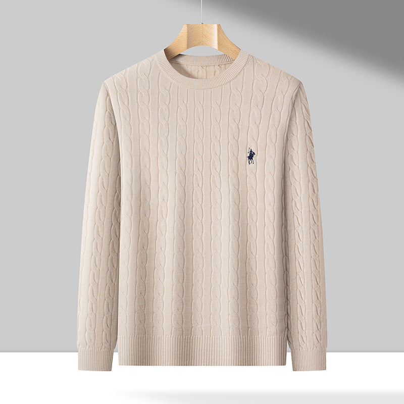 Men’s Cable Knit Embroidered Sweater