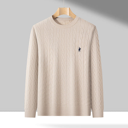 Men’s Cable Knit Embroidered Sweater