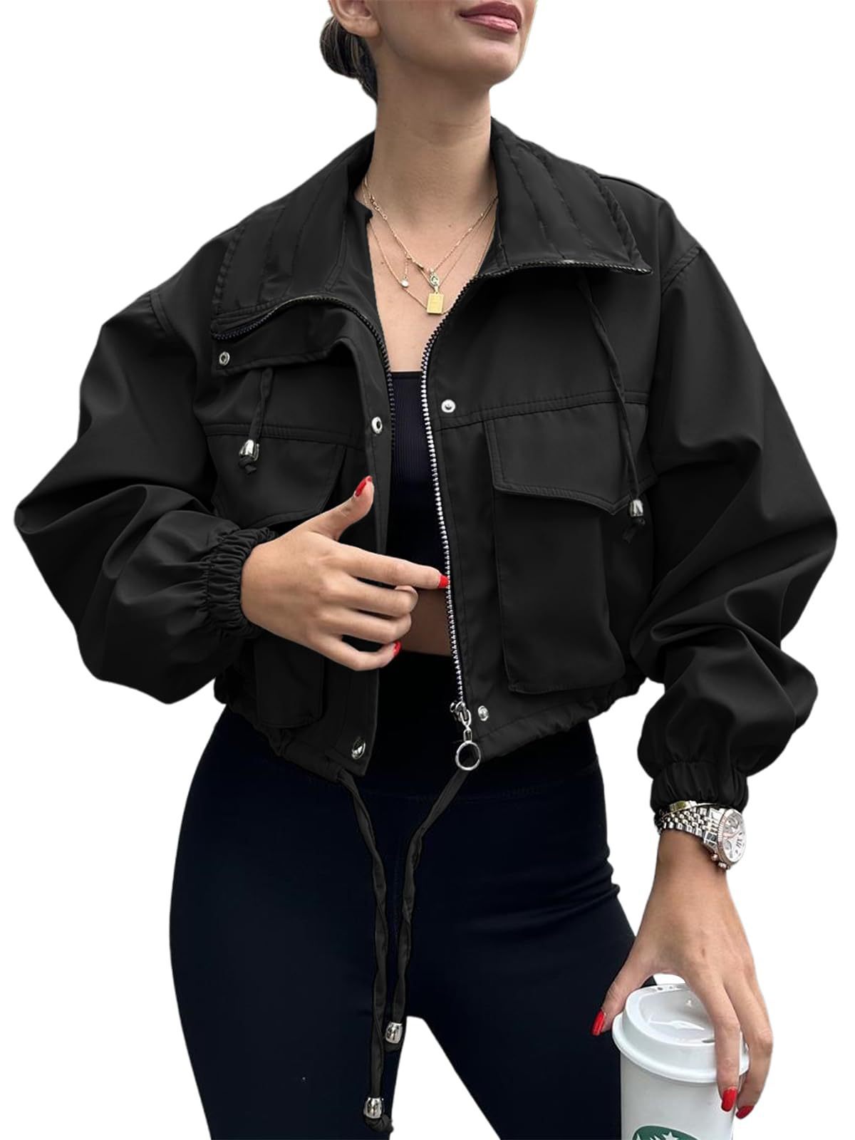 Women’s Cropped Zip-Up Trench Jacket