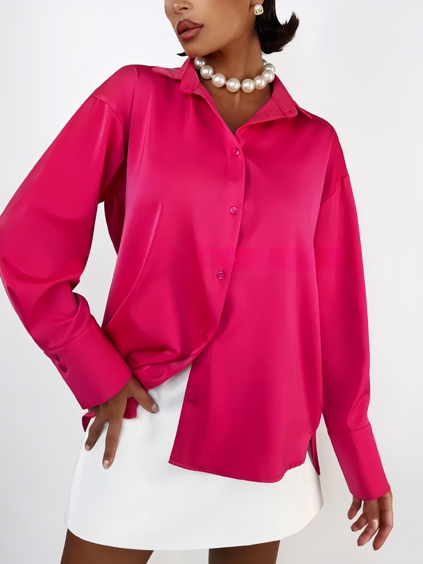 Women’s Satin Elegant Long Sleeve Shirt