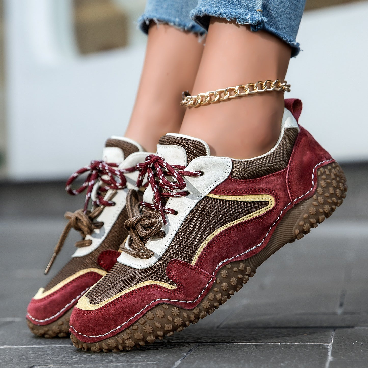 Unisex Genuine Leather Outdoor Casual Sneakers