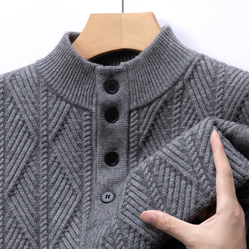 Men’s Jacquard Stand Collar Knit Sweater