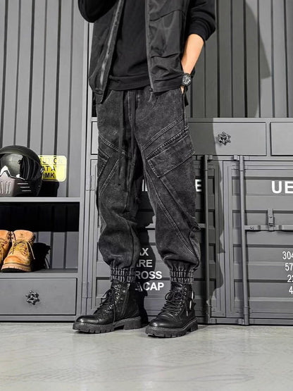 Men’s Vintage Washed Wide-Leg Workwear Jeans