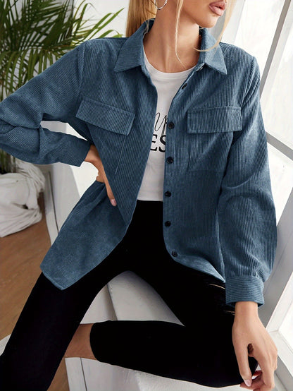 Women’s Elegant Corduroy Long Sleeve Shirt