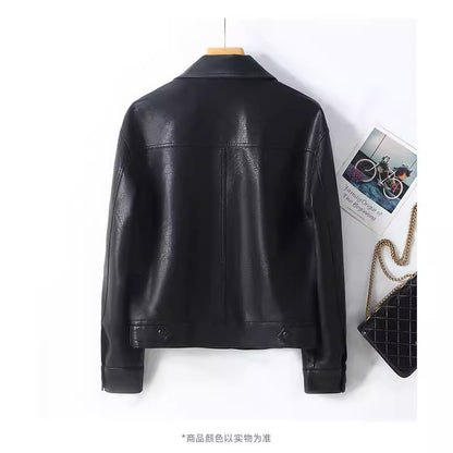 Women’s Korean Style Slim Fit Leather Jacket