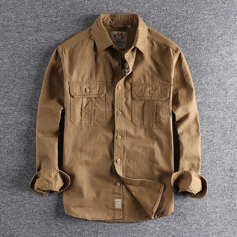 Men’s Multi-Pocket Washed Workwear Shirt Jacket