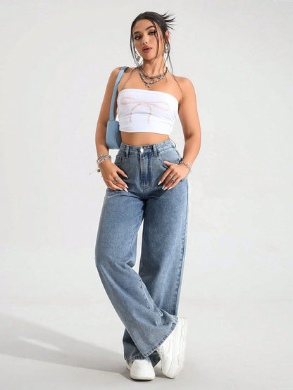 Women’s High-Waisted Black Wide-Leg Jeans