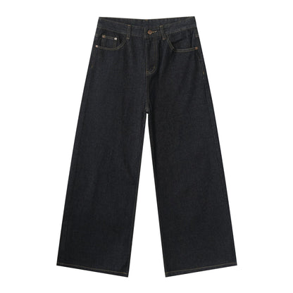 Men’s Washed Loose Straight Wide-Leg Jeans