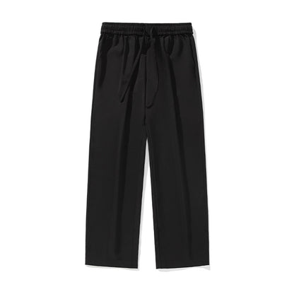 Men’s Japanese Loose-Fit Pleated Straight-Leg Pants