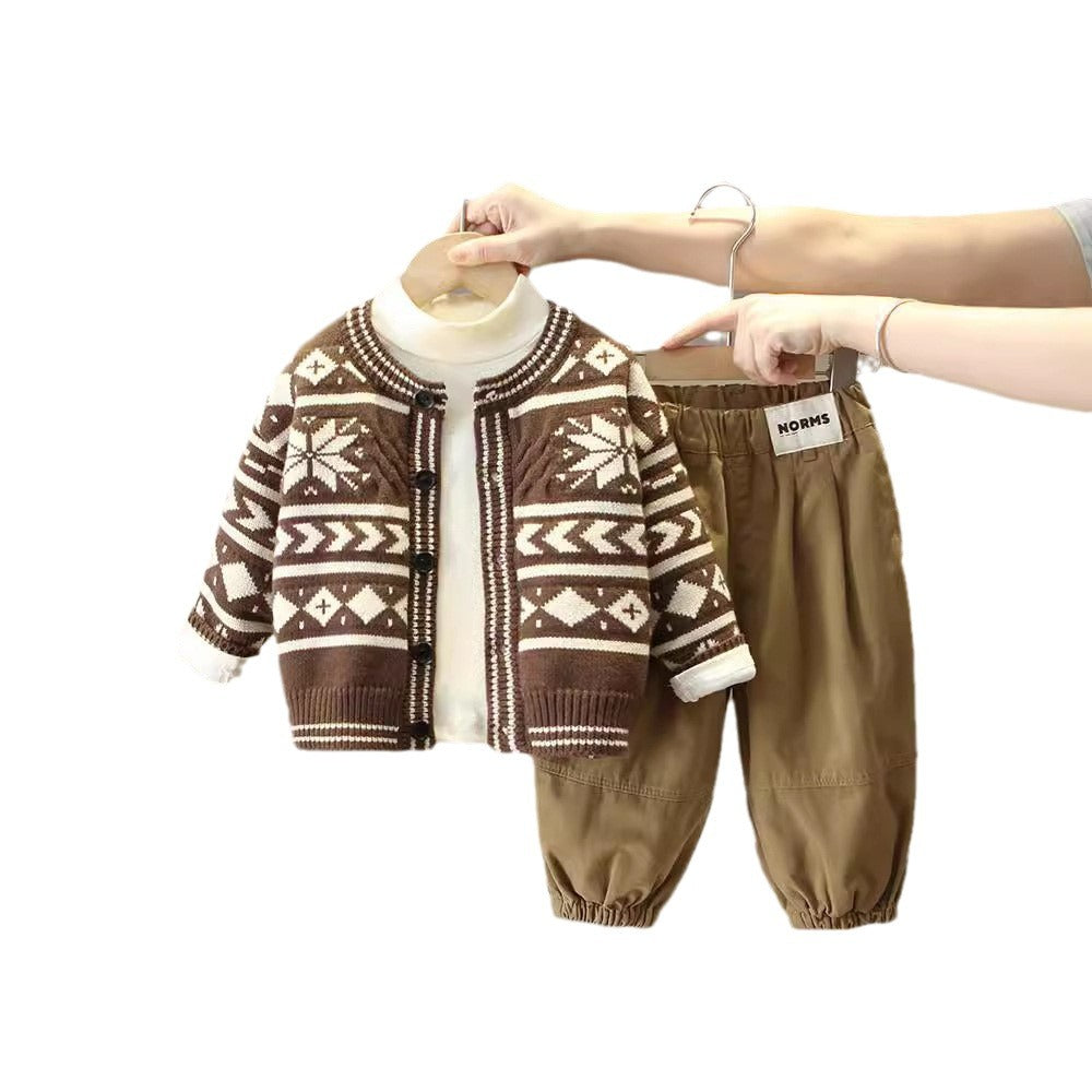Boys’ Sweater Jacket 3-Piece Outfit Set
