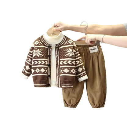 Boys’ Sweater Jacket 3-Piece Outfit Set