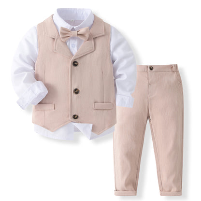 Boys’ Spring & Autumn Shirt Vest Pants Set