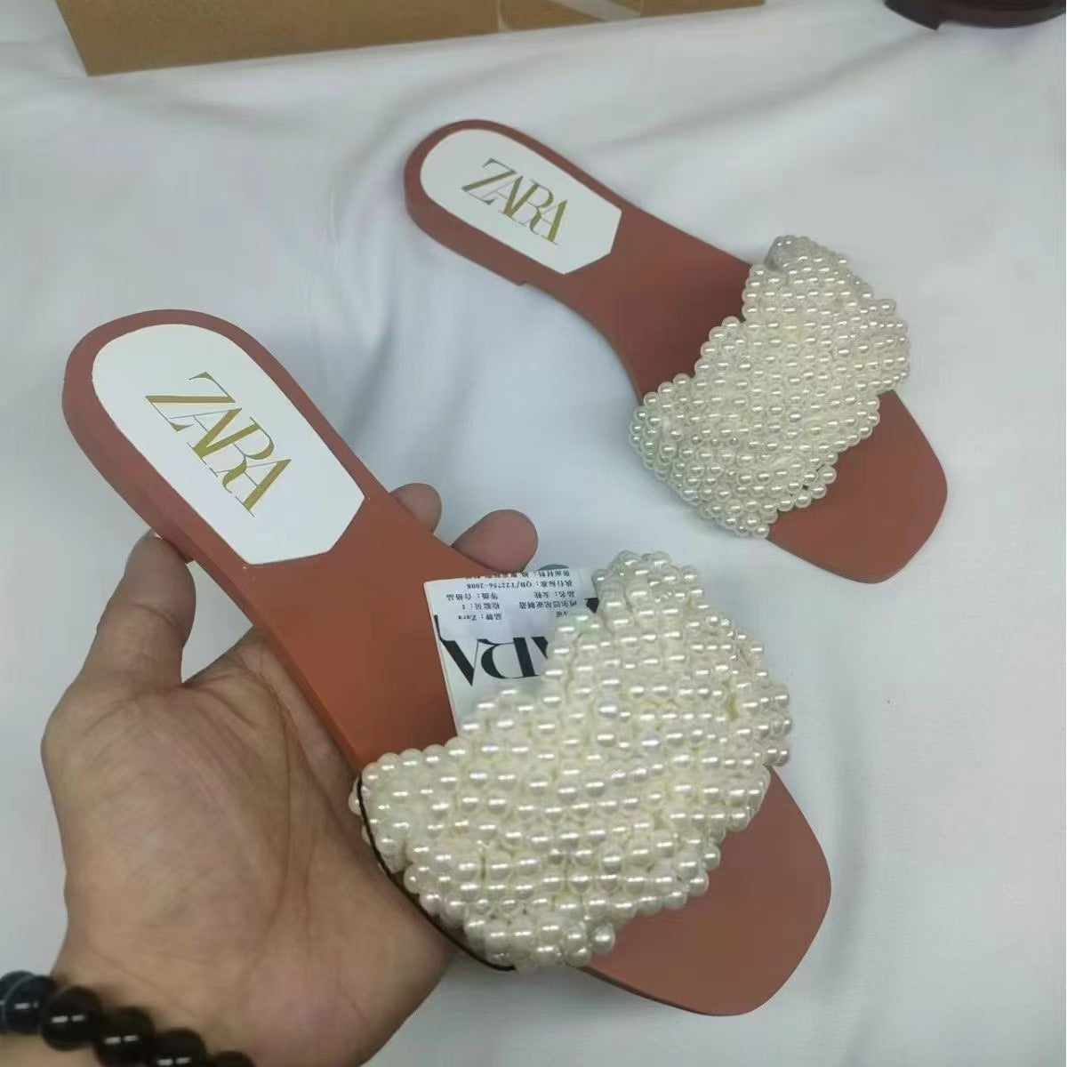 Women’s Pearl Strap Flat Slip-On Shoes