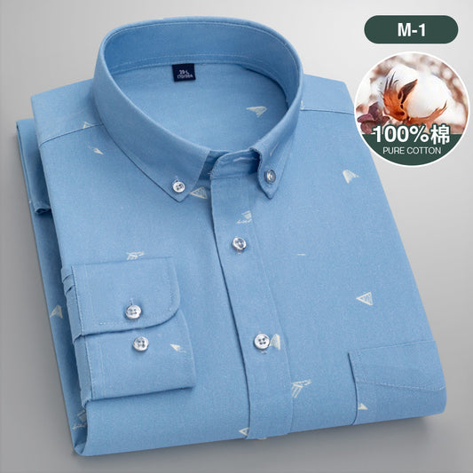 Men’s Cotton Floral Print Long Sleeve Shirt