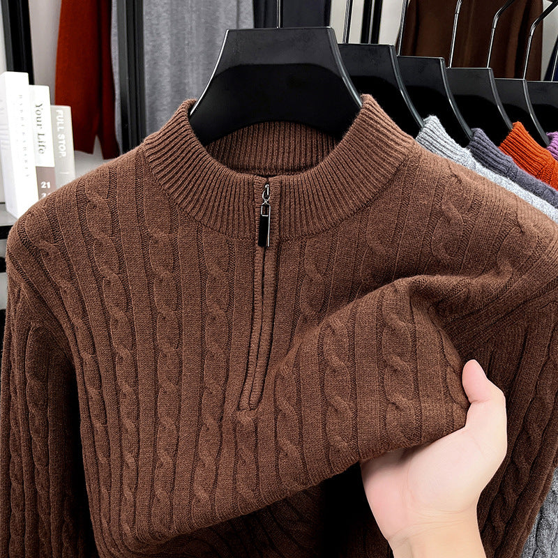 Men’s Wool Blend Jacquard Half-Zip Sweater