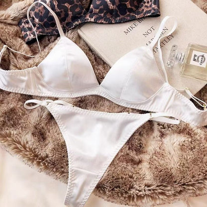 Women’s Leopard Print Seamless Satin Bra Set