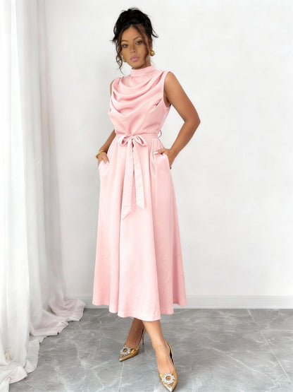 Women’s Sleeveless Belted Strap Dress