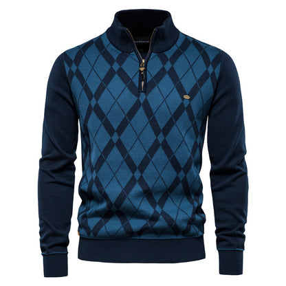 Men’s Casual Color-Block Knit Sweater Jacket