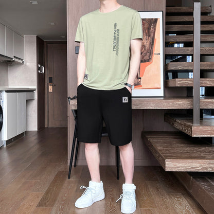 Men’s Ice Silk Short Sleeve & Shorts Sports Set