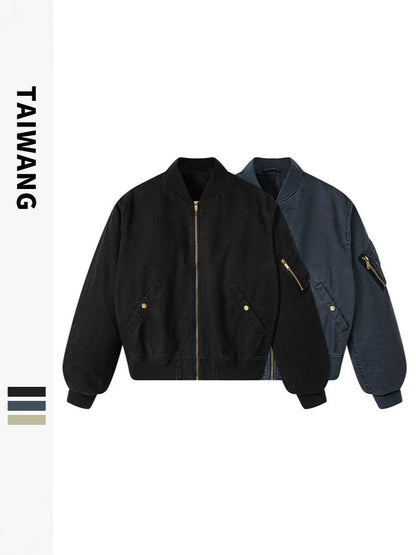 Men’s Loose Drop-Shoulder Lapel Flight Jacket