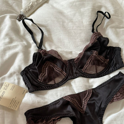 Women’s Satin Lace Lightweight Bra Set