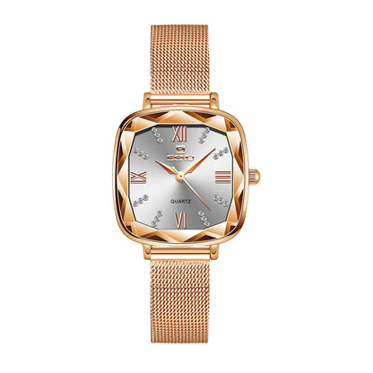Women’s Square Dial Steel Band Quartz Watch
