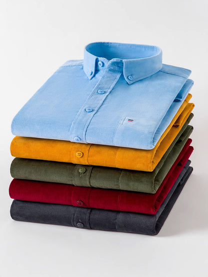 Men’s 100% Cotton Corduroy Long Sleeve Shirt