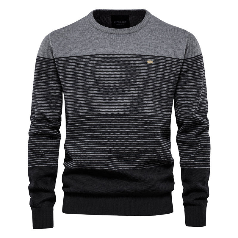 Men’s Casual Color-Block Knit Sweater Jacket