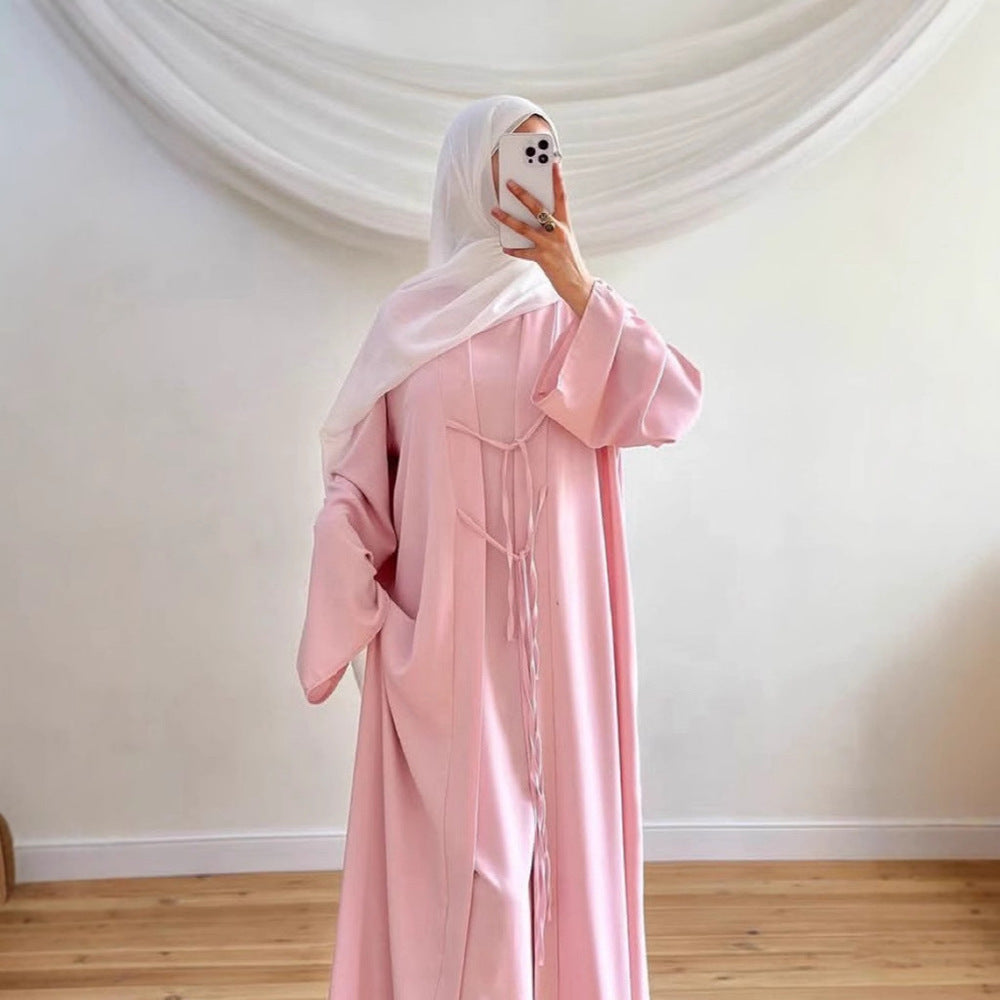 Women’s Satin Lace-Up Cardigan & Dress Set