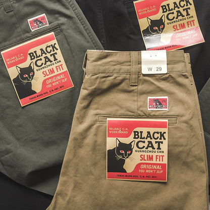 Men’s Retro Washed Twill Straight-Leg Chino Pants