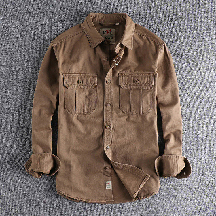 Men’s Multi-Pocket Washed Workwear Shirt Jacket