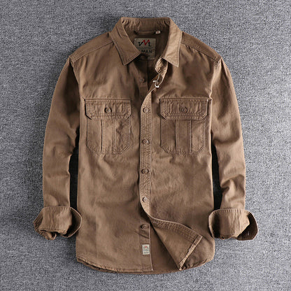 Men’s Multi-Pocket Washed Workwear Shirt Jacket
