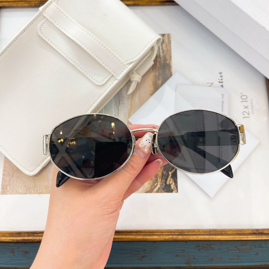 CL new Arc de Triomphe fashion sunglasses for women, 40235, influencer style, metal oval frame Zeiss lens sunglasses