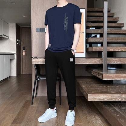 Men’s Ice Silk Short Sleeve & Shorts Sports Set
