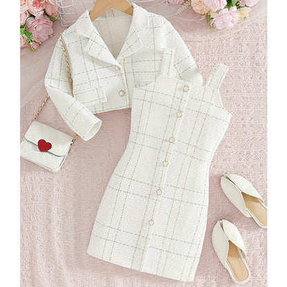 Girls’ French Style Plaid Camisole Two-Piece Set