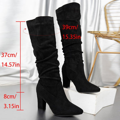 Women’s Pointed-Toe Block Heel Fashion Boots