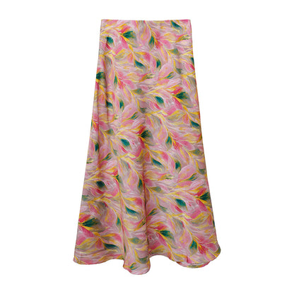 Women’s Acetate Satin Green Midi Mermaid Skirt
