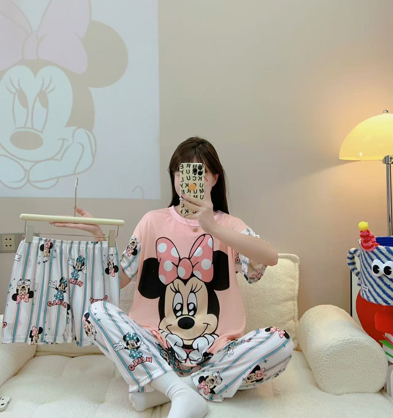 Women’s Double-Sided Milk Silk Cartoon Pajama Set (3-Piece)