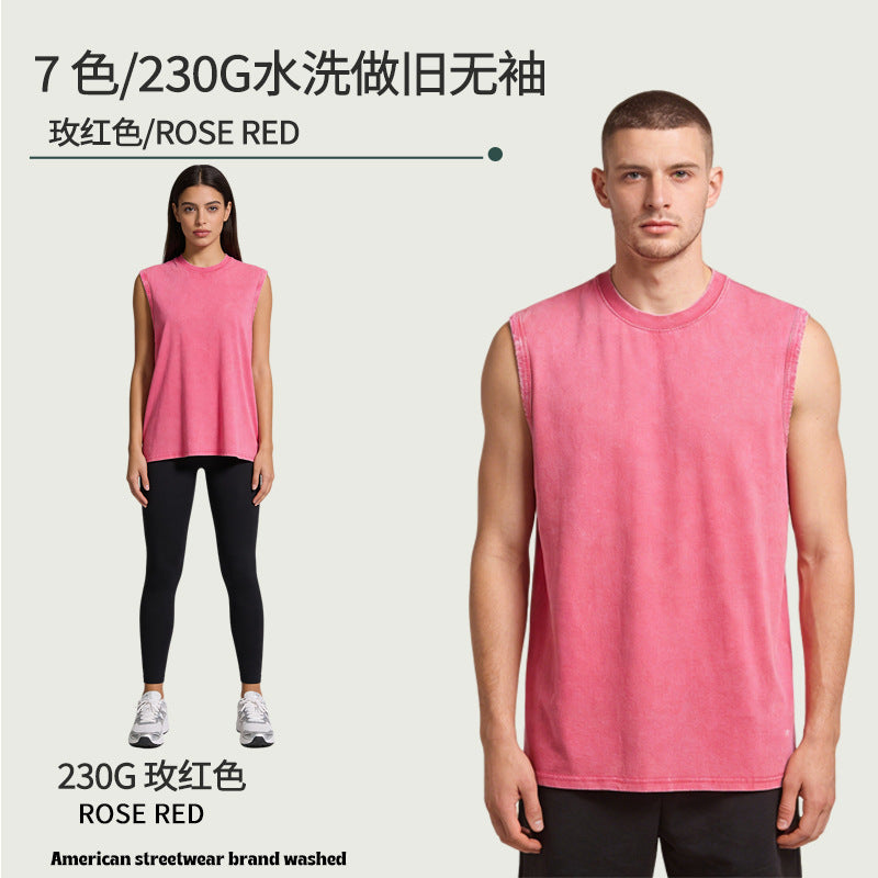 Men’s Washed Sleeveless Cotton Tank Top