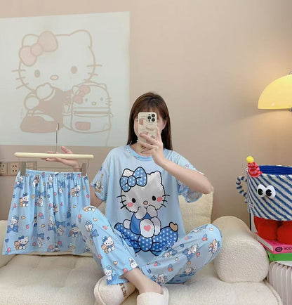 Women’s Double-Sided Milk Silk Cartoon Pajama Set (3-Piece)