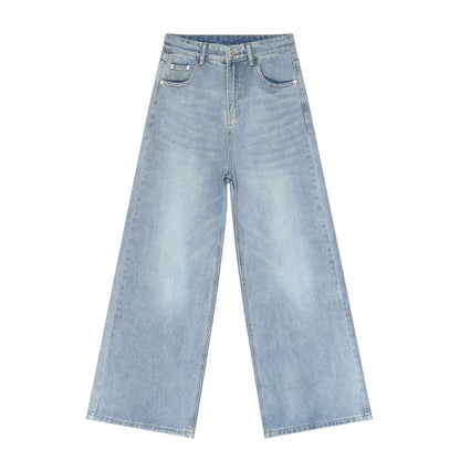 Men’s Washed Loose Straight Wide-Leg Jeans