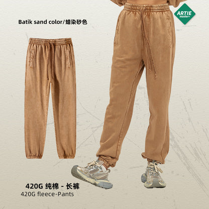 Men’s Retro Washed Batik Distressed Sweatpants