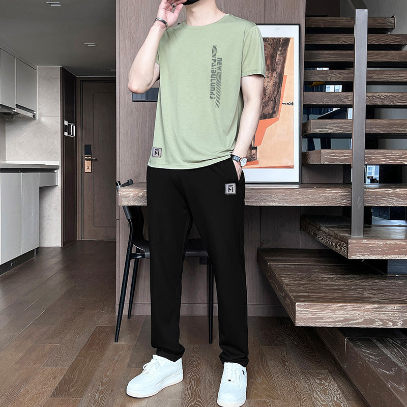 Men’s Ice Silk Short Sleeve & Shorts Sports Set