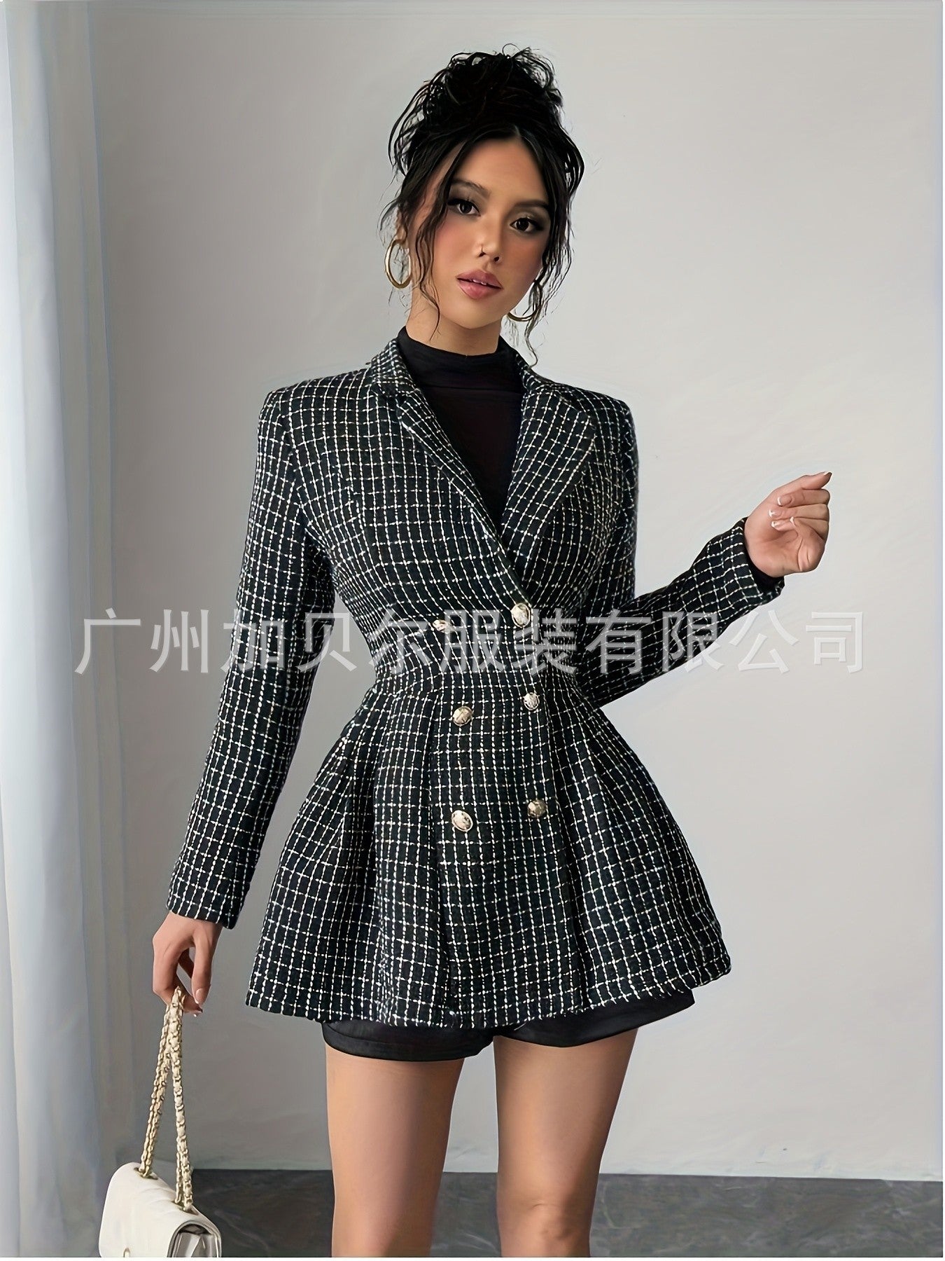 Women’s Chanel Style Wool Double-Breasted Jacket Dress