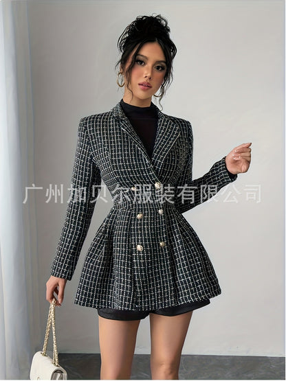 Women’s Chanel Style Wool Double-Breasted Jacket Dress