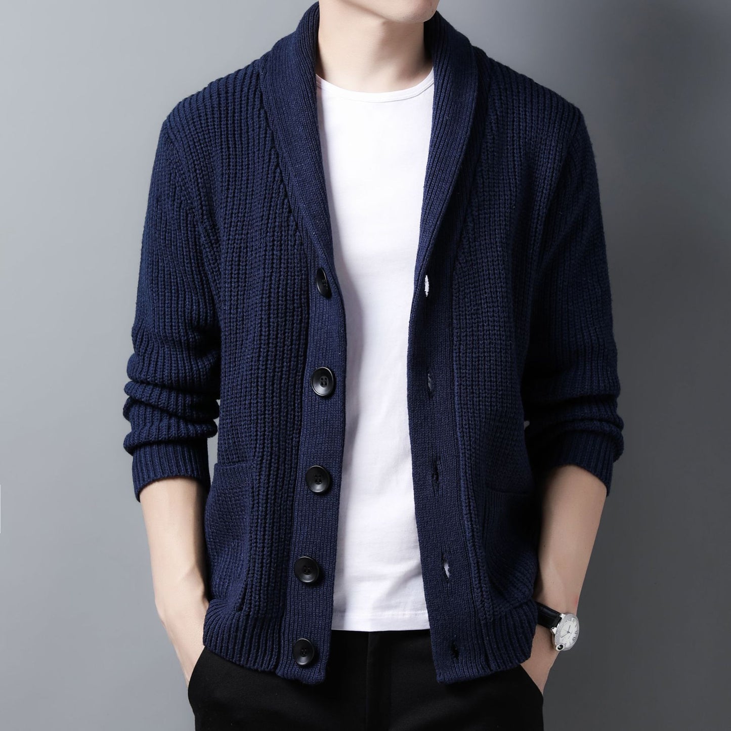 Men’s Korean Style Knit Cardigan Jacket