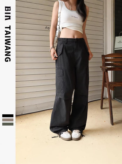 Unisex Pleated Multi-Pocket Cargo Pants